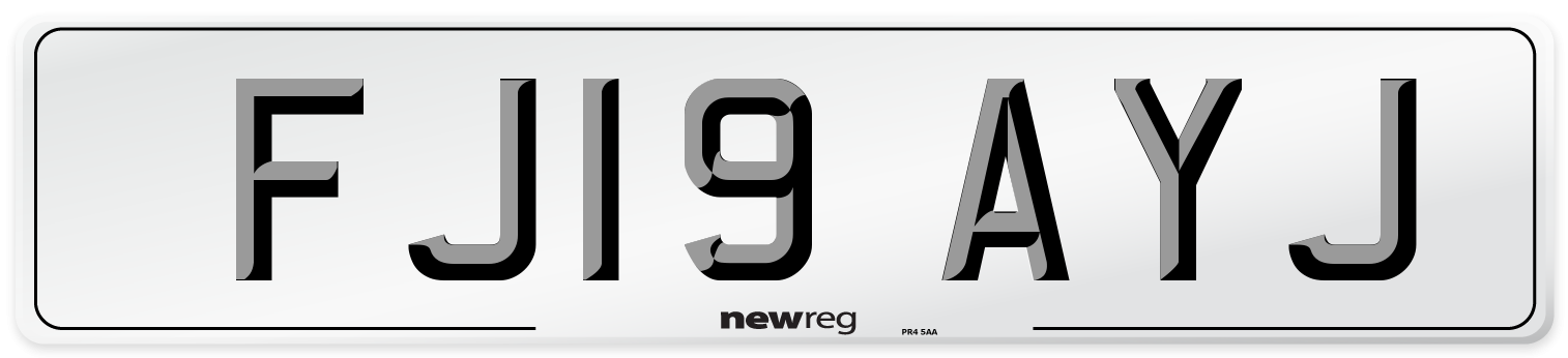 FJ19 AYJ Number Plate from New Reg